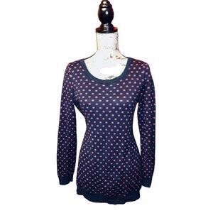 Motherhood Maternity Blue Pink Polka Dot Long Sleeve Sweater M